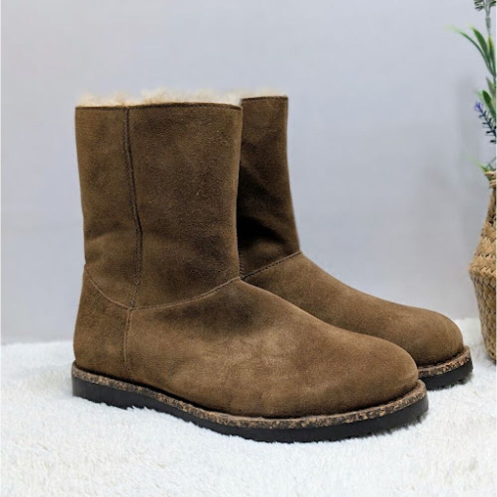 Birkenstock Dark Tea Uppsala Zip Shearling Lined Suede Leather Boots EU 41 NIB